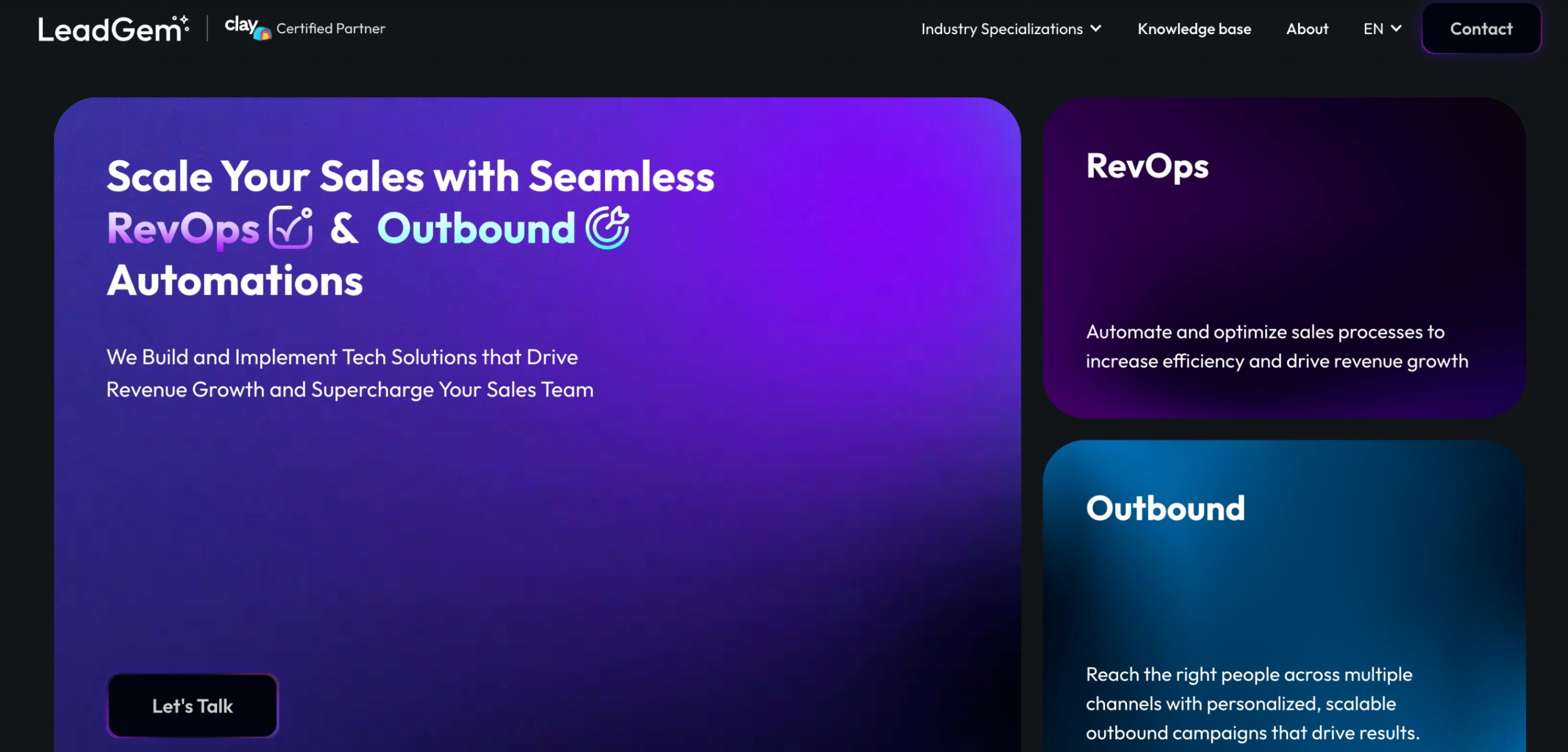 Screenshot of LeadGem home page