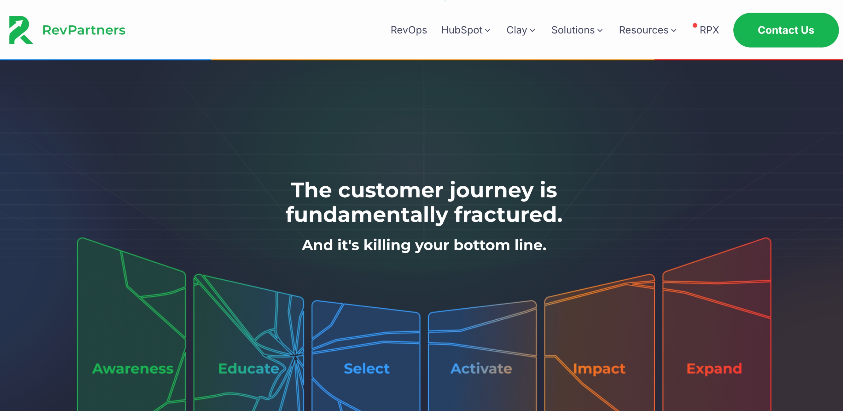Screenshot of RevPartners home page