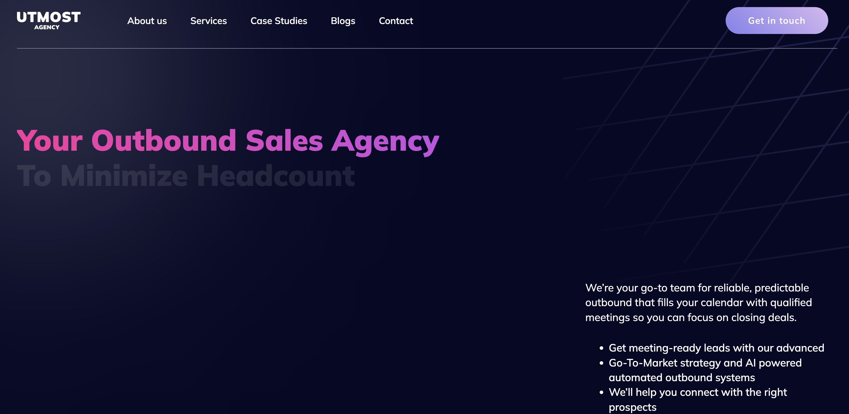 Screenshot of Utmost agency home page