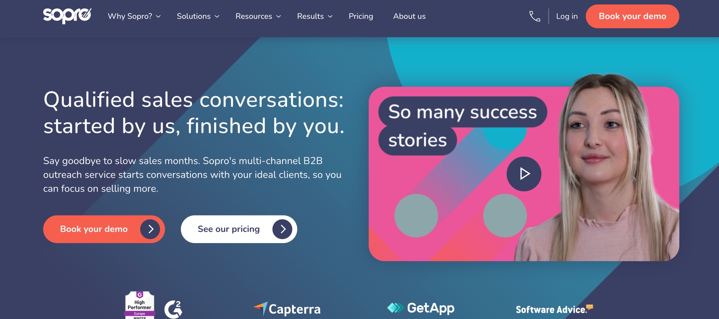 Screenshot of Sopro home page