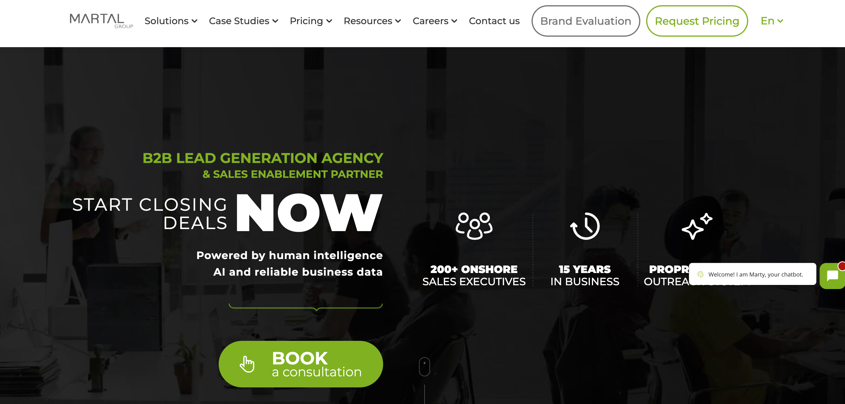 Screenshot of Martal Group home page