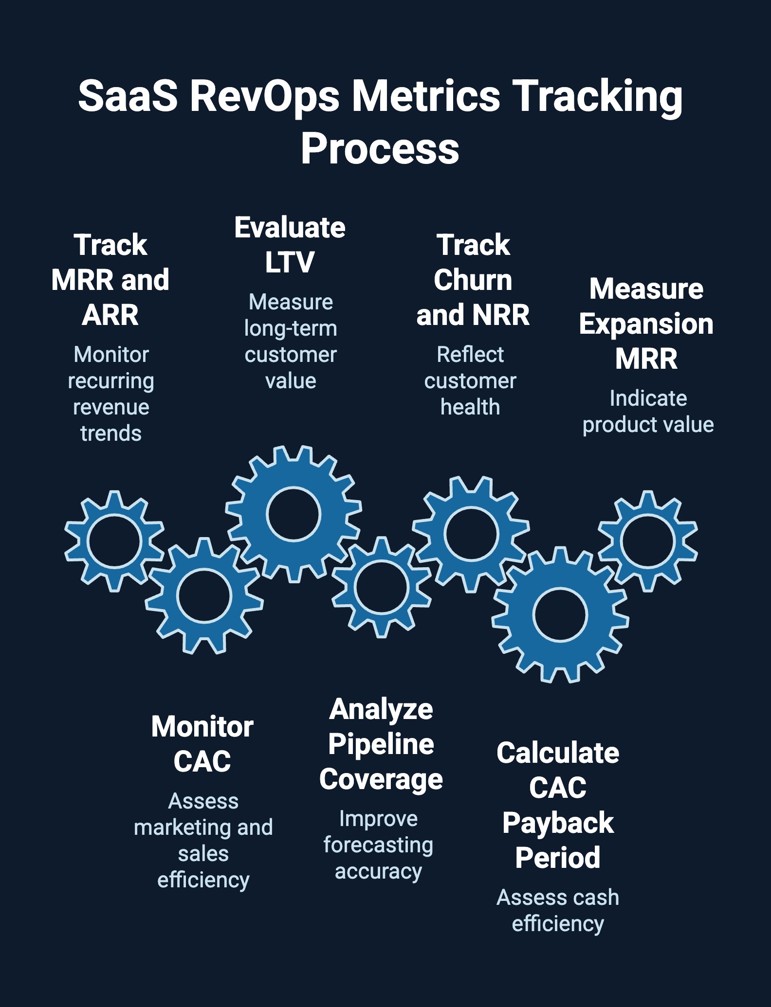 Infographic on Saas RevOps metrics tracking process