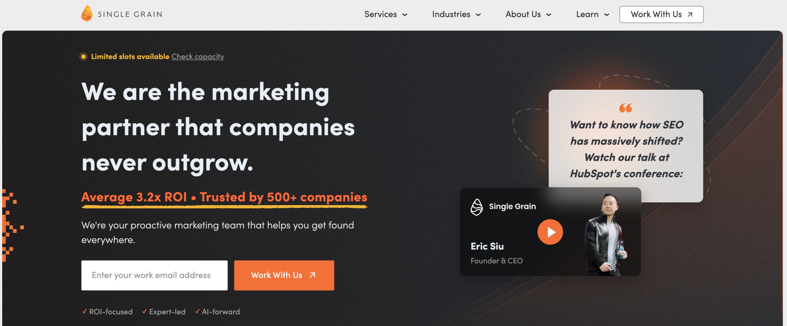 Screenshot of Single Grain home page