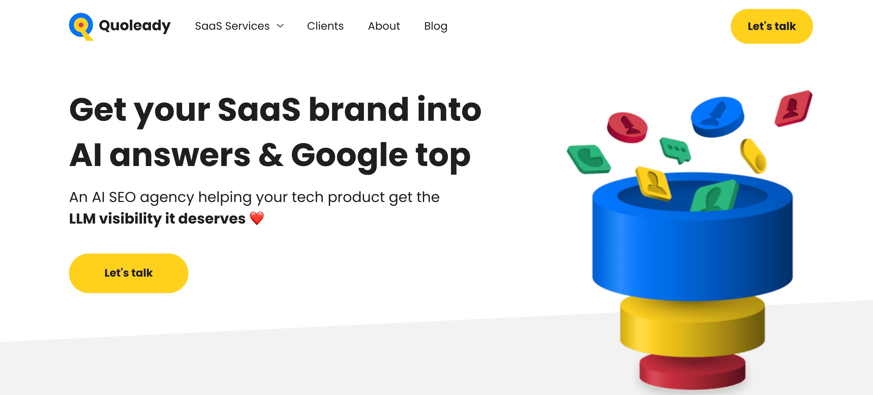 Screenshot of Quoleady home page