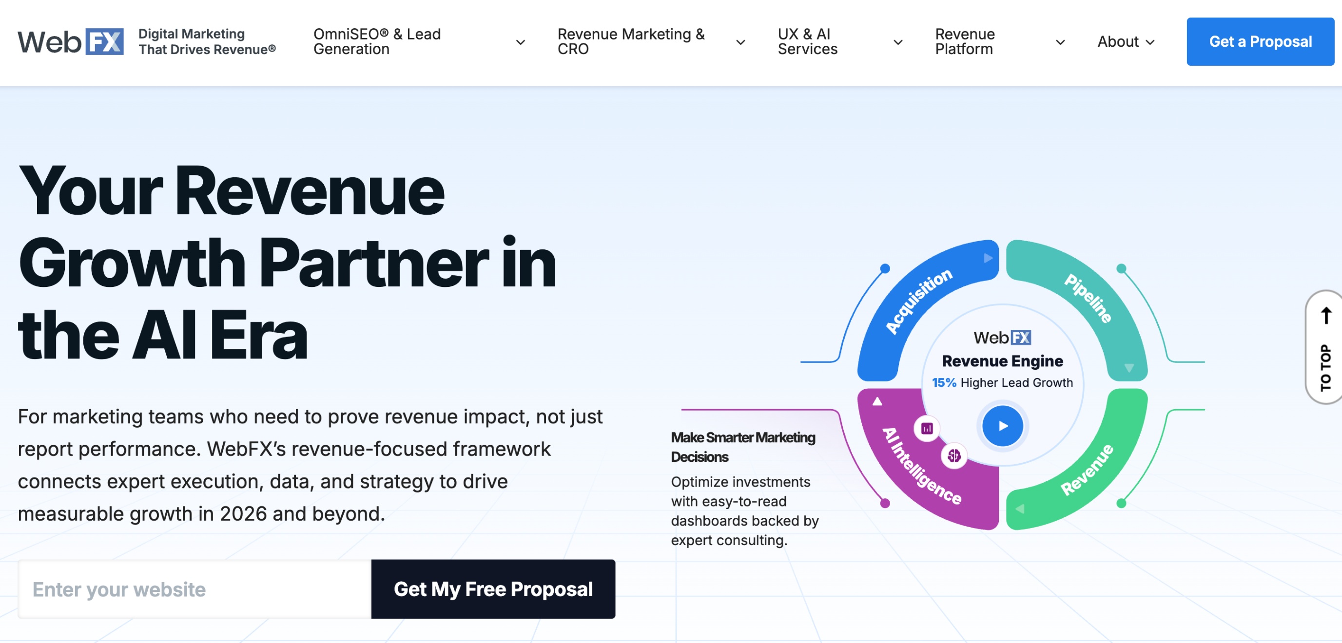 Screenshot of WebFX home page