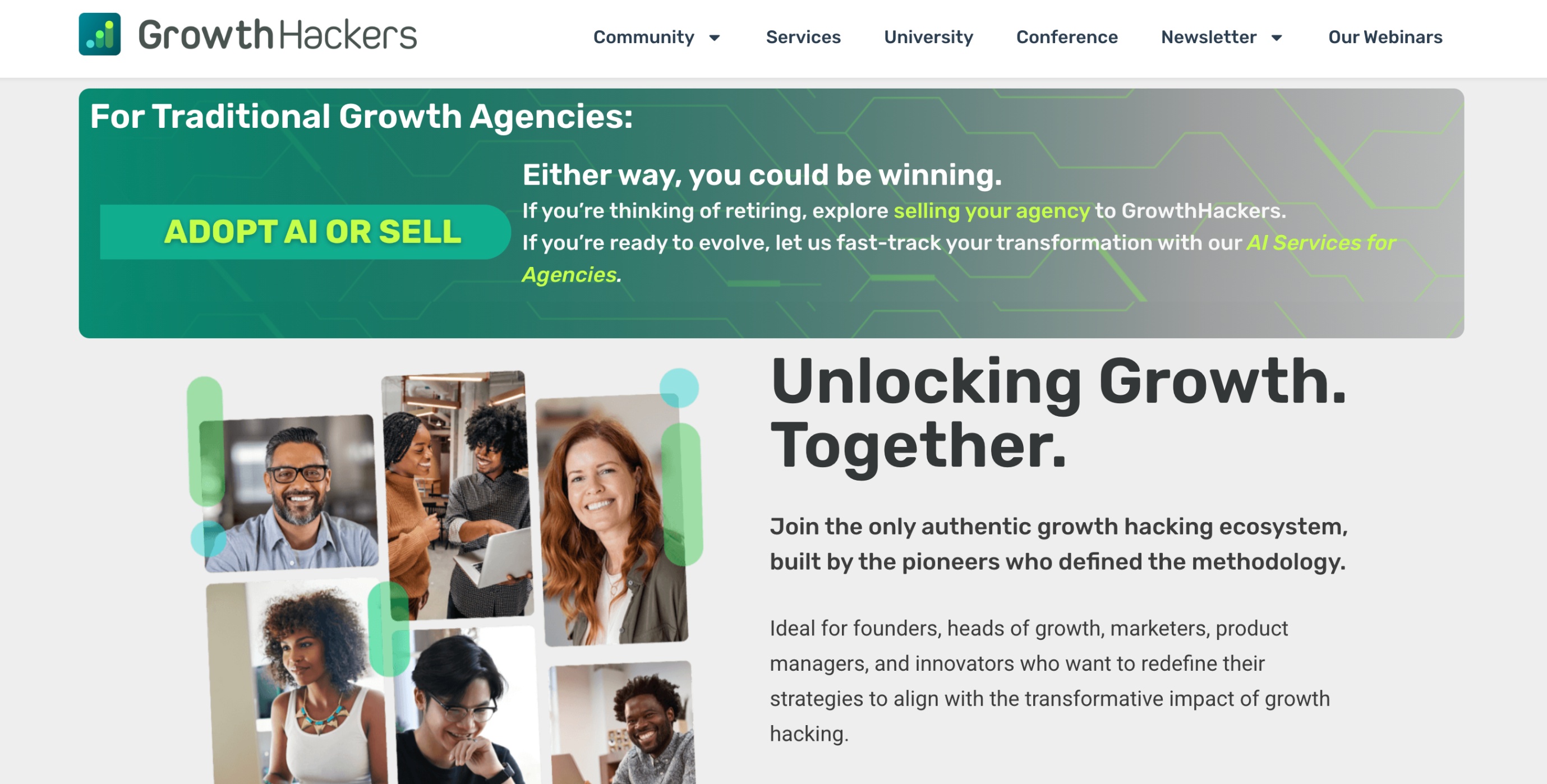 Screenshot of GrowthHackers homepage