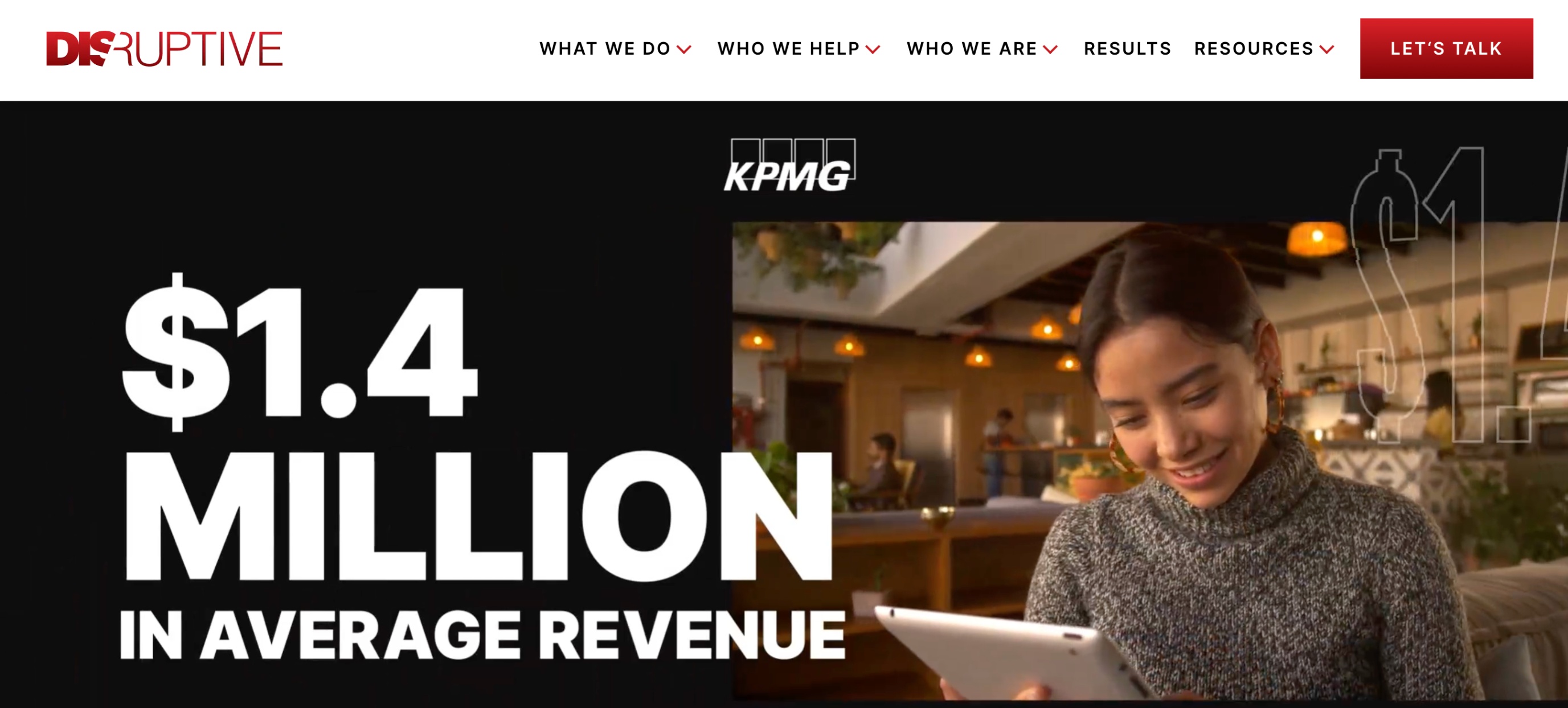 Screenshot of Disruptive advertising home page