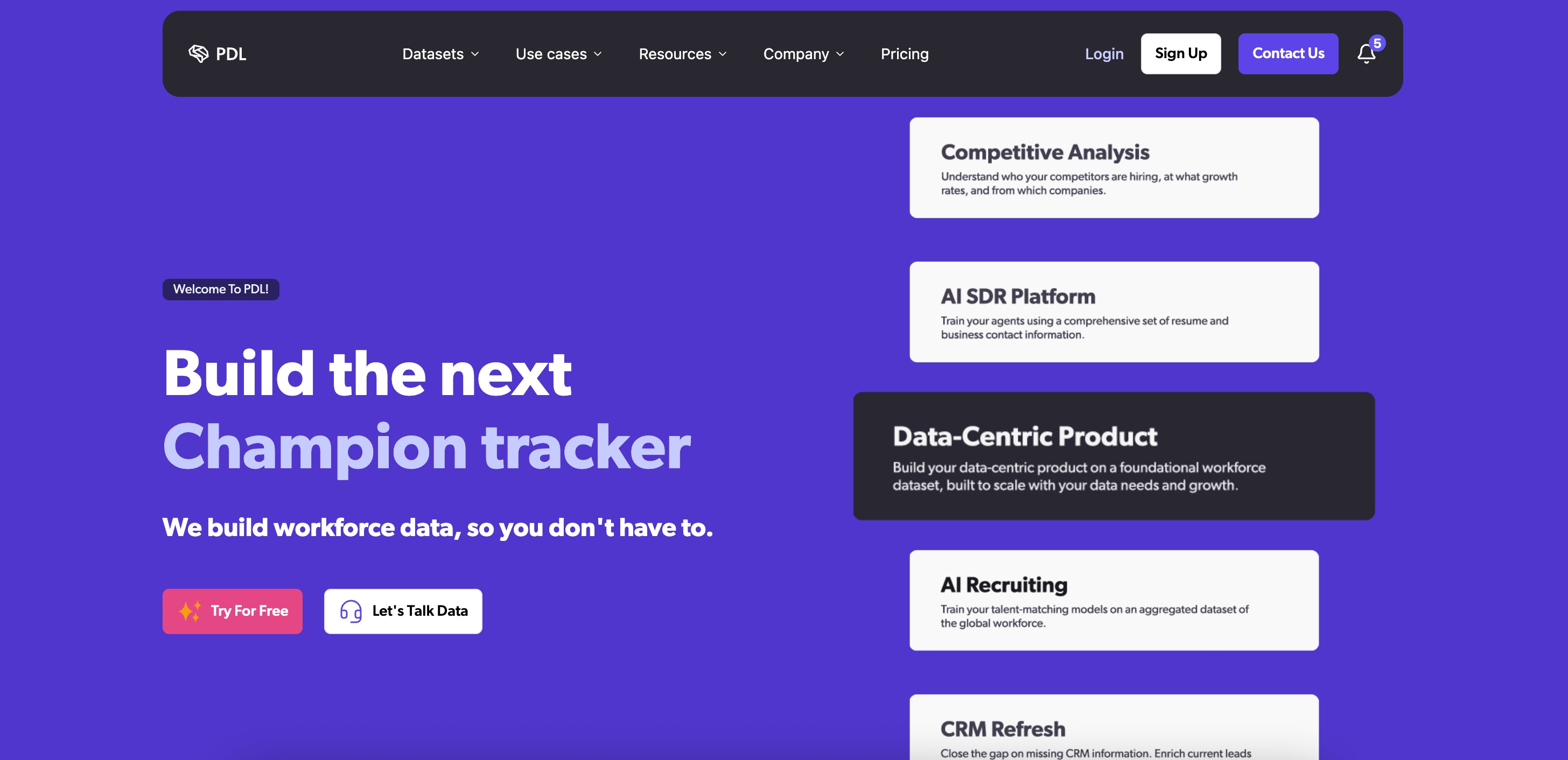 Screenshot of People Data Labs home page