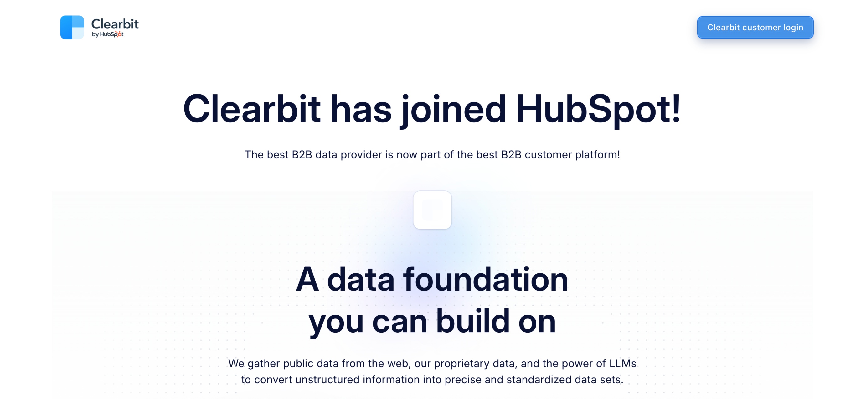 Screenshot of Clearbit home page