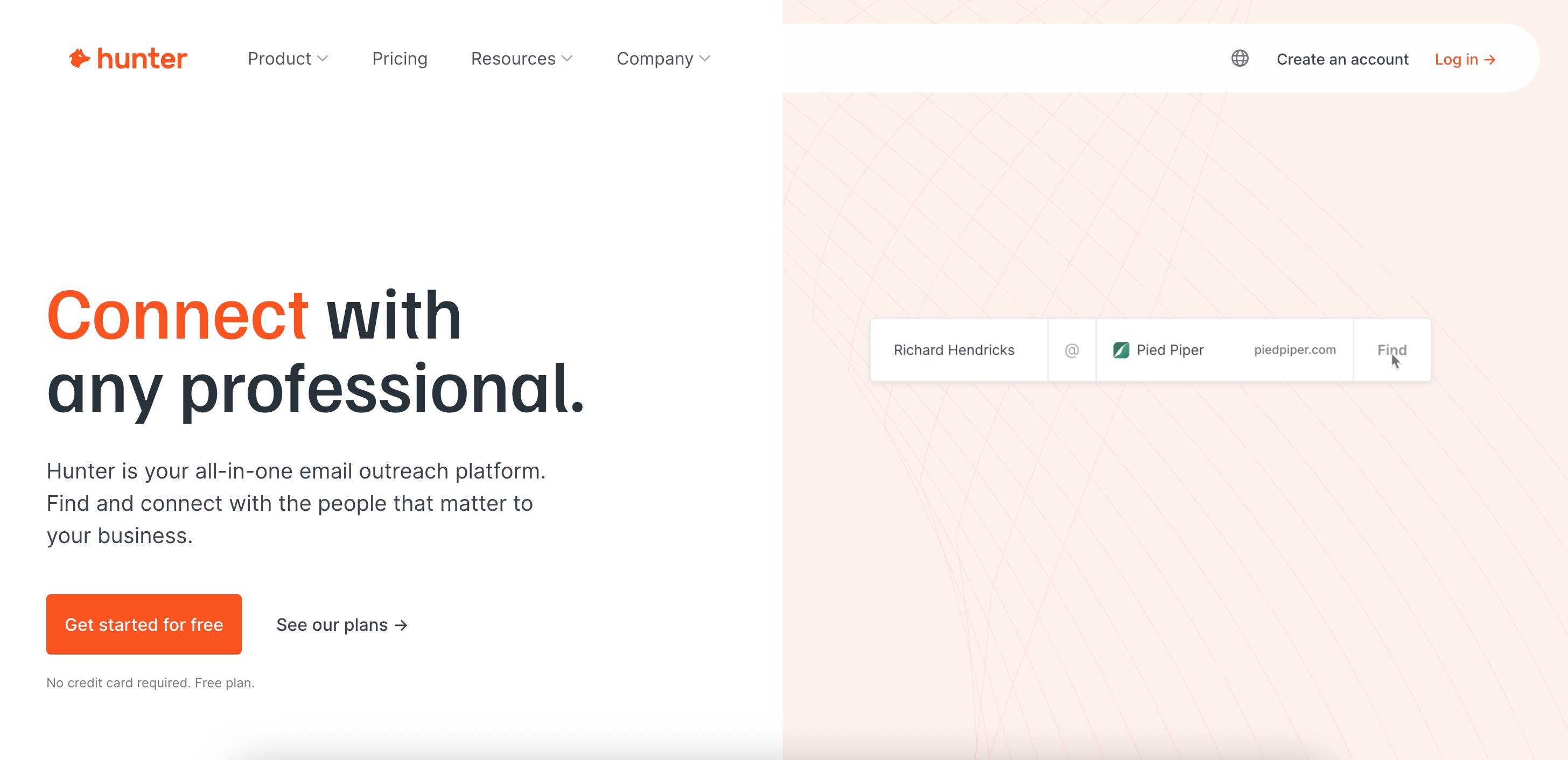 Screesnhot of Hunter home page