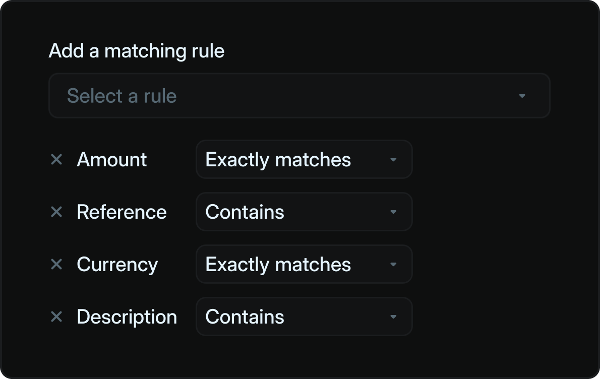 Set matching rules