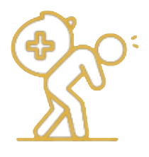 Icon of a person burdened underneath health icon