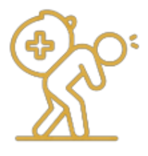 Icon of a person burdened underneath health icon