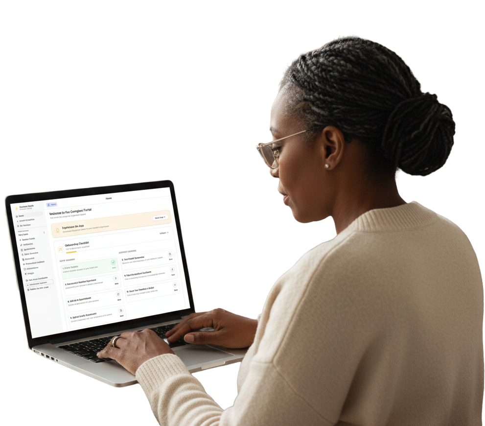 Caregiver and loved one using device