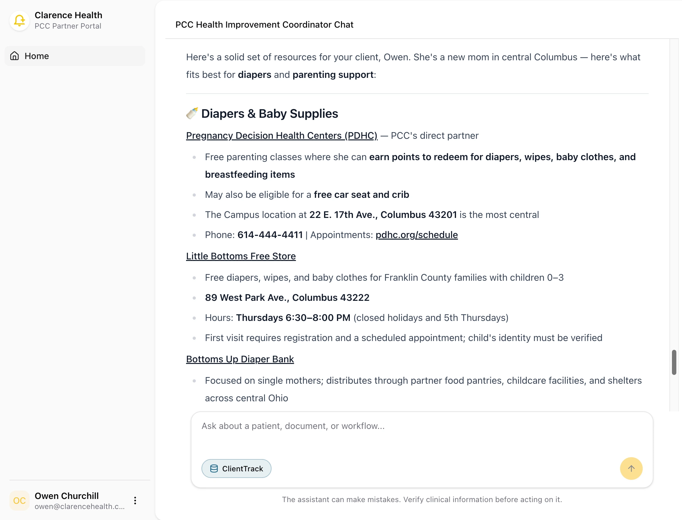 Clarence Health partner portal