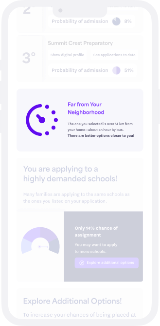 The assistant provides tips based on the family’s current application—such as missing program types, accessibility issues, or geographic gaps.