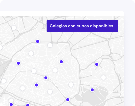 Interactive map displaying schools with available seats in real time.