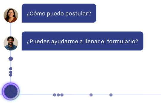 Illustration of a chat conversation showing typical questions families ask schools during the admission process.