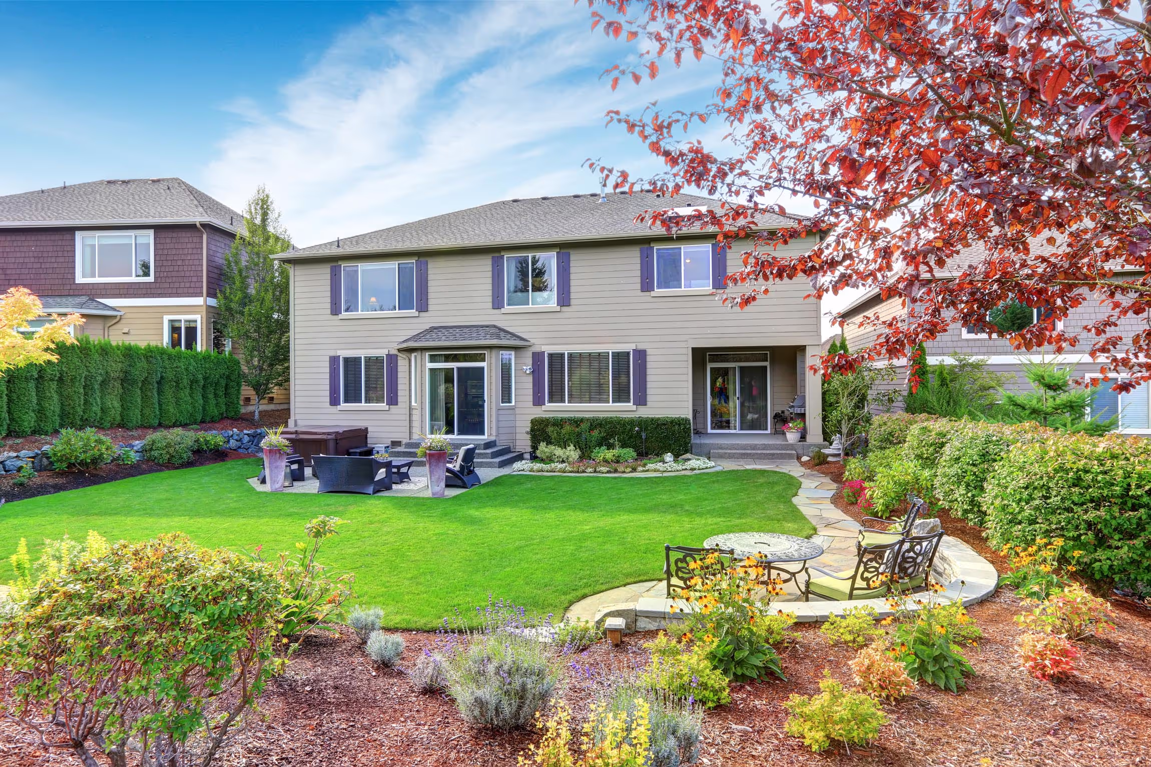 beautifully landscaped yard