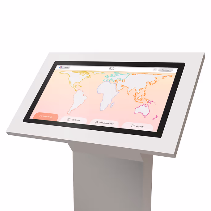 Kiosk muzealny z aplikacją dla Muzeum Narodowego w Poznaniu. Intuicyjny UX/UI design wspierający zwiedzanie wystaw i prezentację eksponatów.