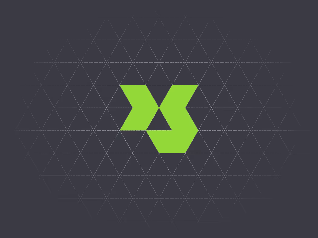 Logo Promax Sport w wersji emblemat, z widoczną jego strukturą geometryczną i zasadami konstrukcji. Element księgi znaku.