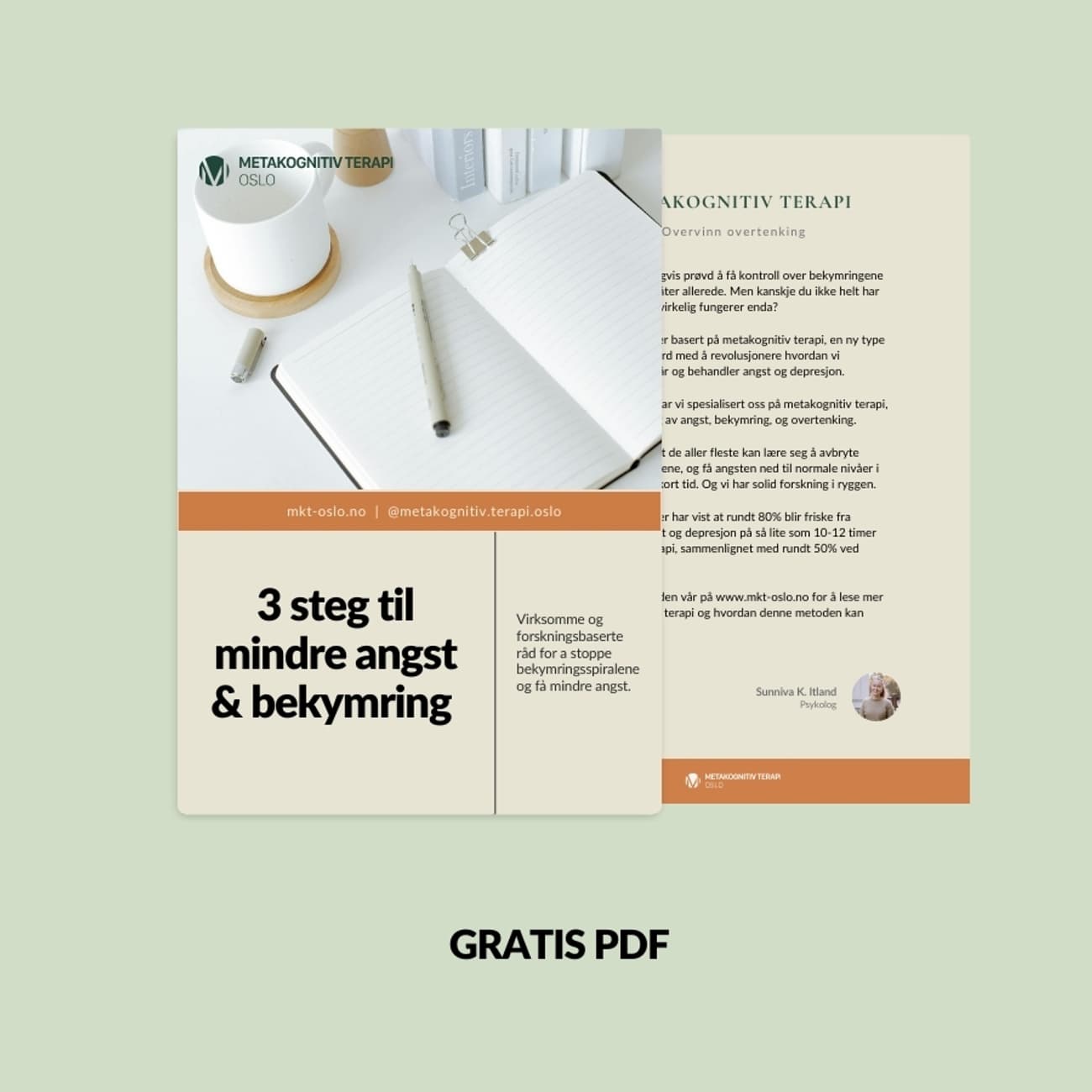 Brochurer om 3 steg til mindre angst - gratis PDF-guide ved MKT-Oslo