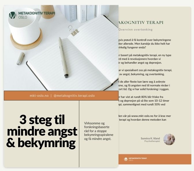 Brochurer om 3 steg til mindre angst - gratis PDF-guide ved MKT-Oslo