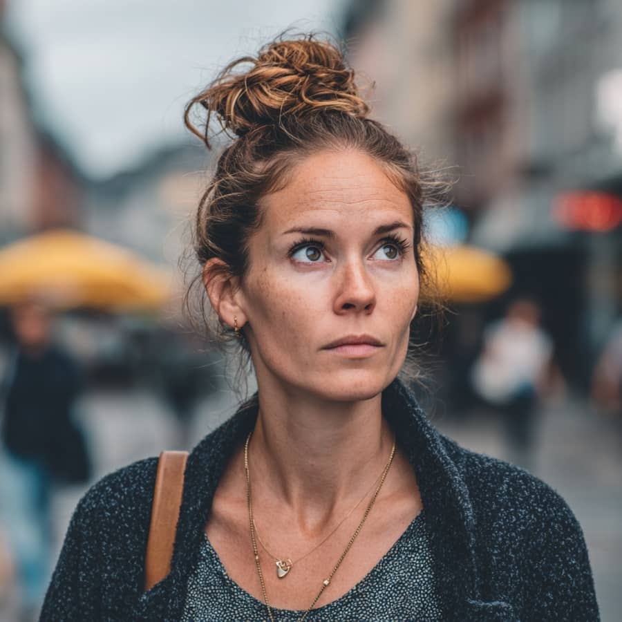 Nærbilde av kvinne med angst - angstlidelser - Få hjelp ved MKT-OSLO