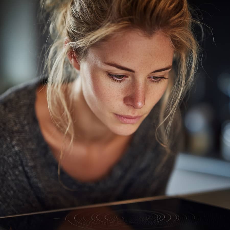 Nærbilde av kvinne som sjekker ovn - OCD og tvangstanker - Få hjelp ved MKT-OSLO