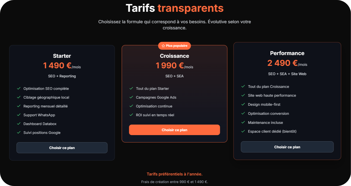 Découvrez nos Tarifs 