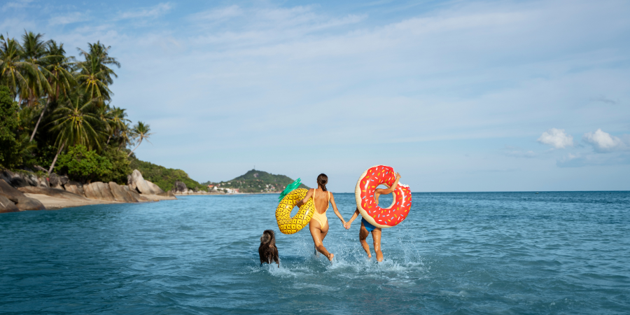 people enjoying the beach