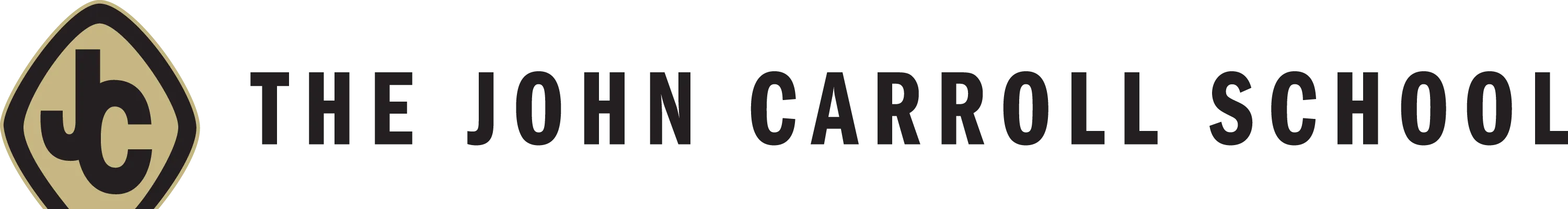The John Carroll School logo with JC initials inside a gold and black diamond shape.