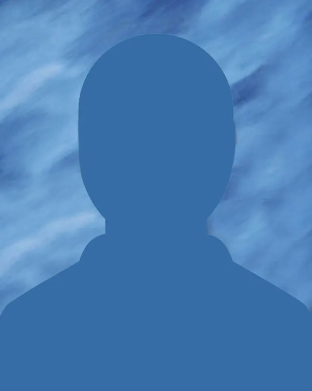 Silhouette placeholder of a person against a blue cloudy background.