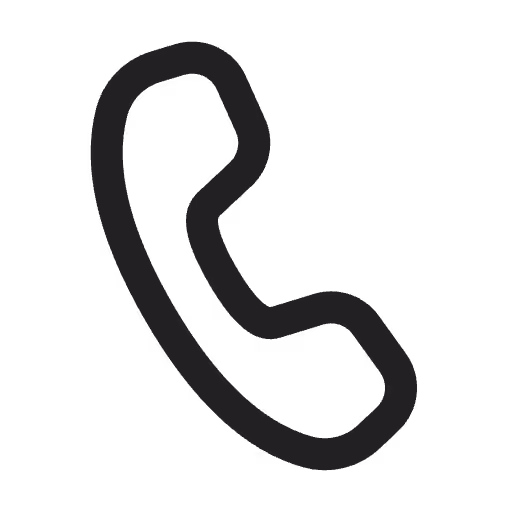 Black telephone handset icon on a transparent background.