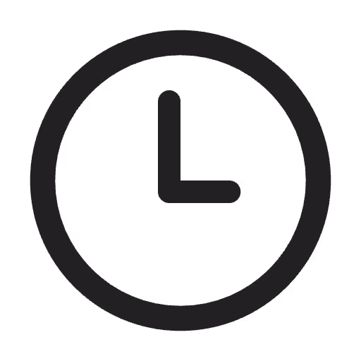 Clock icon showing the time at 3 o'clock within a circular border.