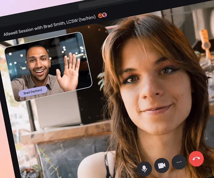 Image of Allswell client on video call with Allswell therapist