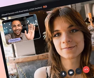 Image of Allswell client on video call with Allswell therapist