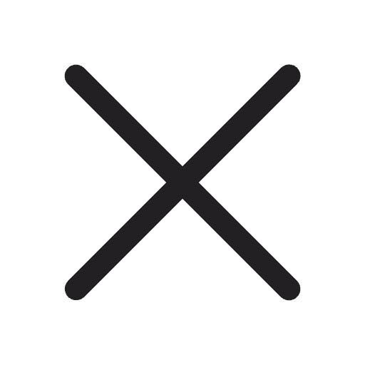 Black dismiss or close icon in the shape of an X.
