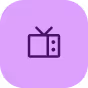 White television icon with antennas inside a purple circle.