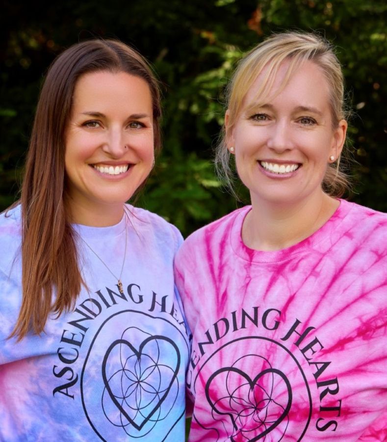 Amy and Kendra hosting a sound bath, reiki, and cacao ceremony event
