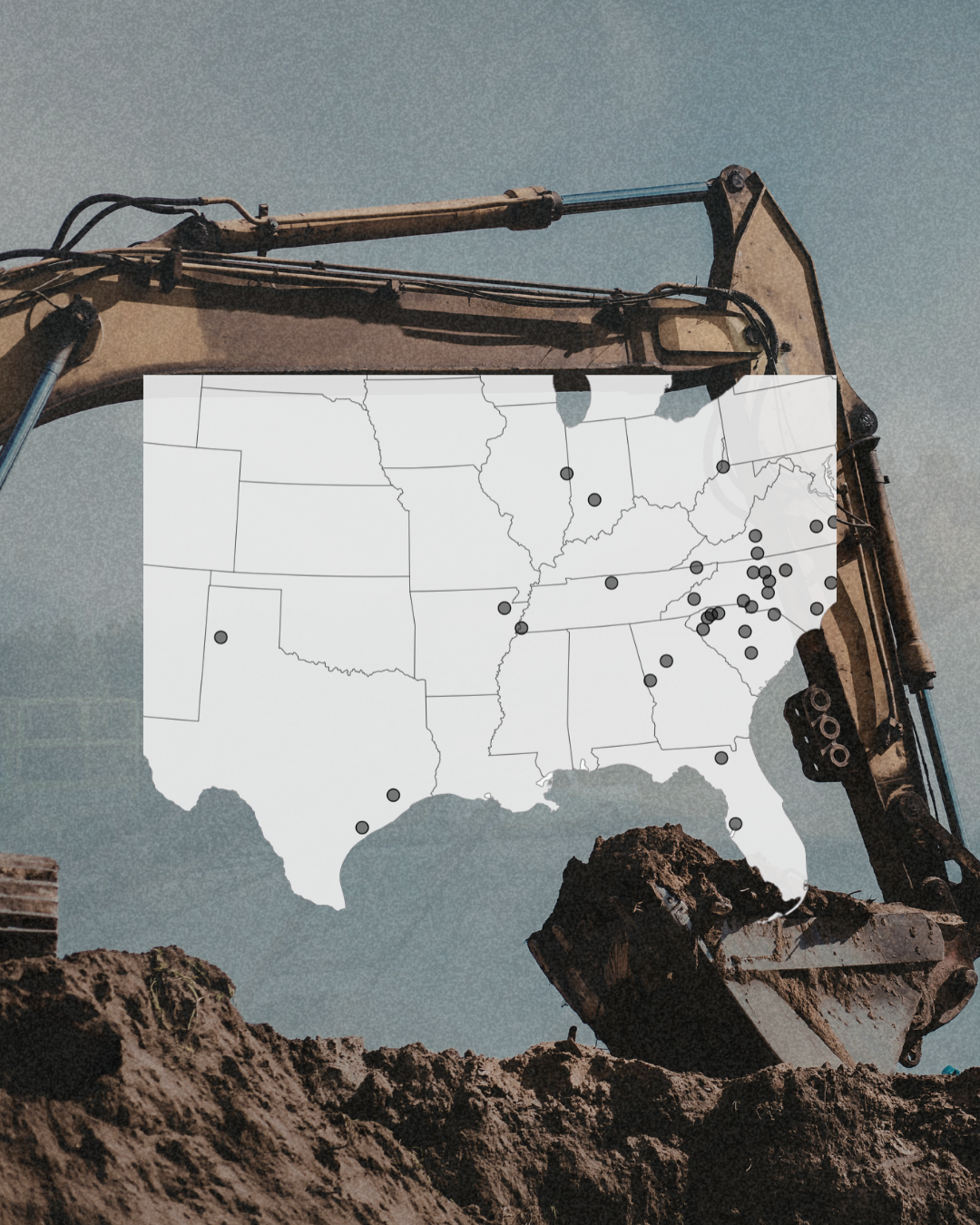 Demolition contractor equipment on jobsite