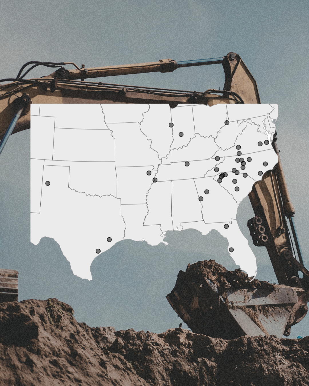 Demolition contractor equipment on jobsite