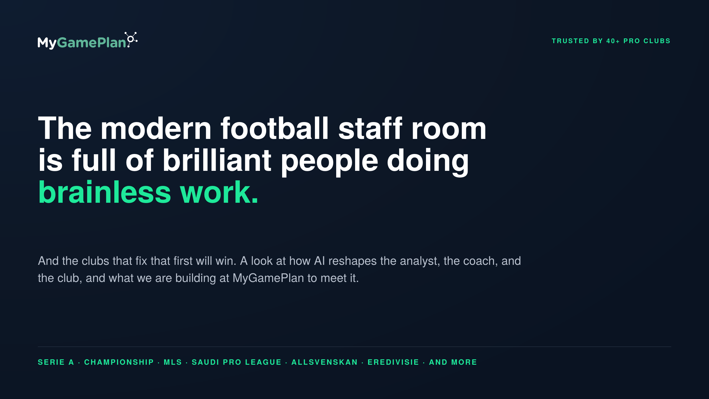 MyGamePlan: the modern football staff room is full of brilliant people doing brainless work