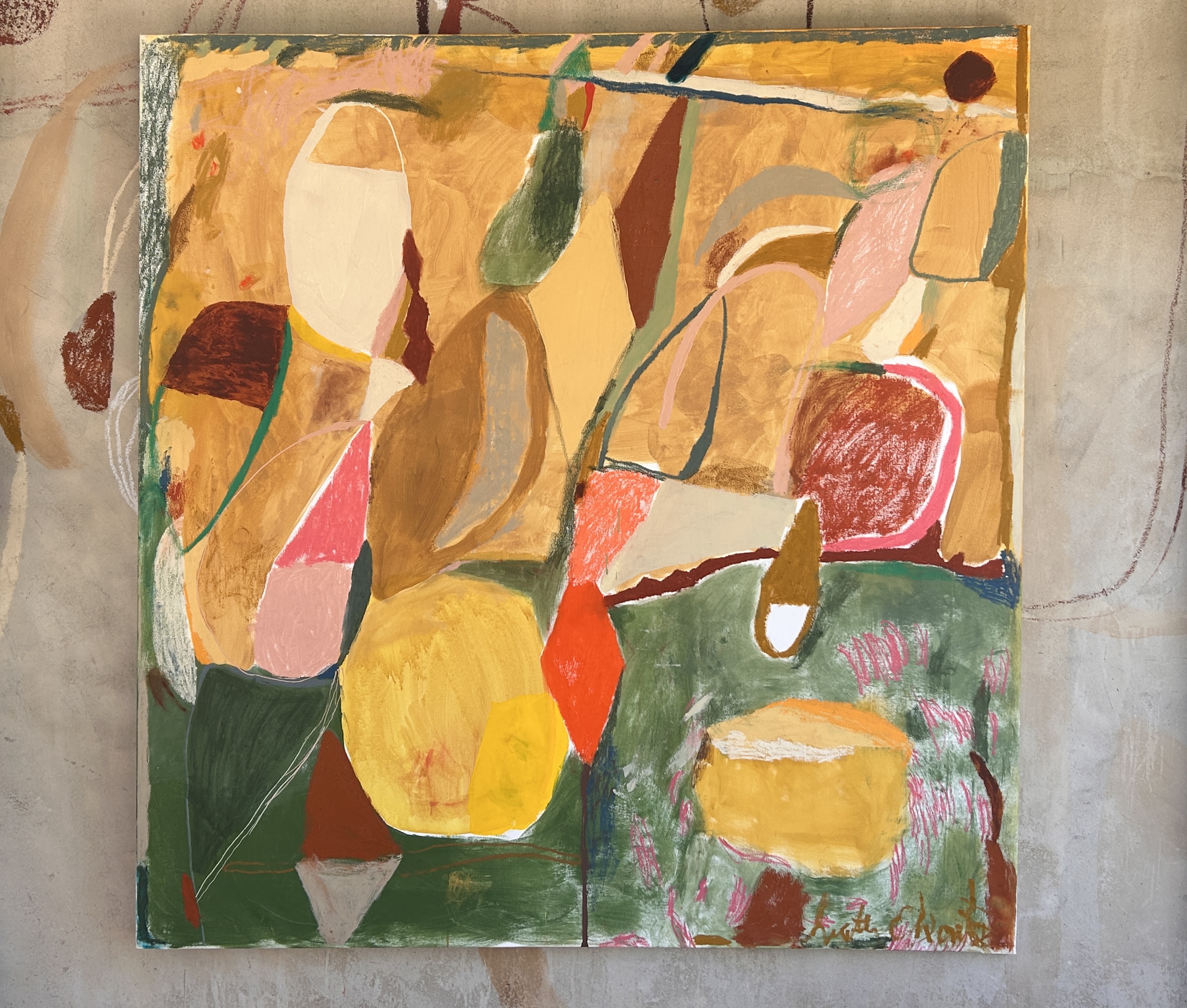 Winter Sun - oil stick, acrylic, ink and oil on  linen - 181 x 171 cm- Portugal, 2025