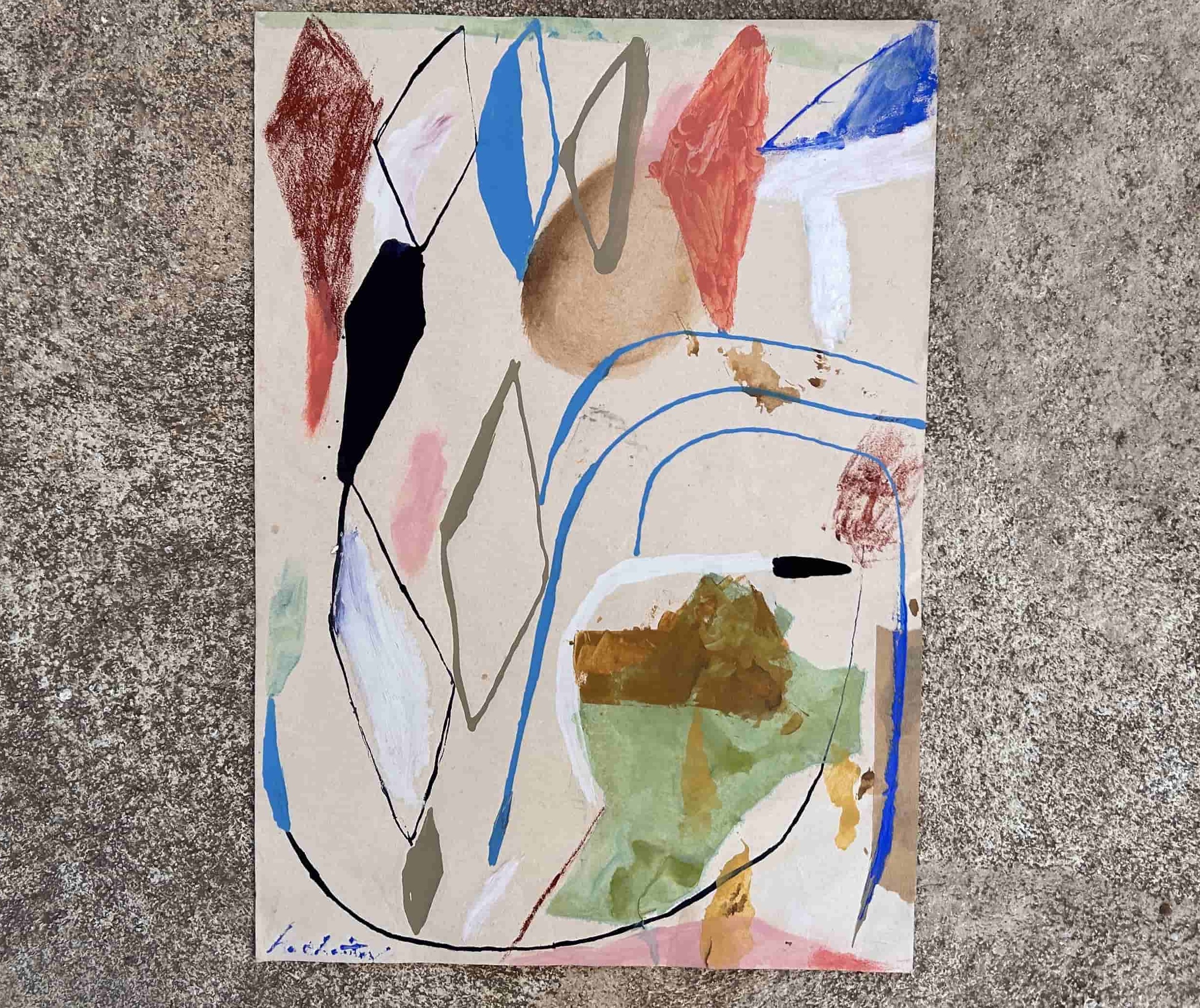 “Rain” ink and oil stick on antique book paper. 35 x 50 cm - 2025