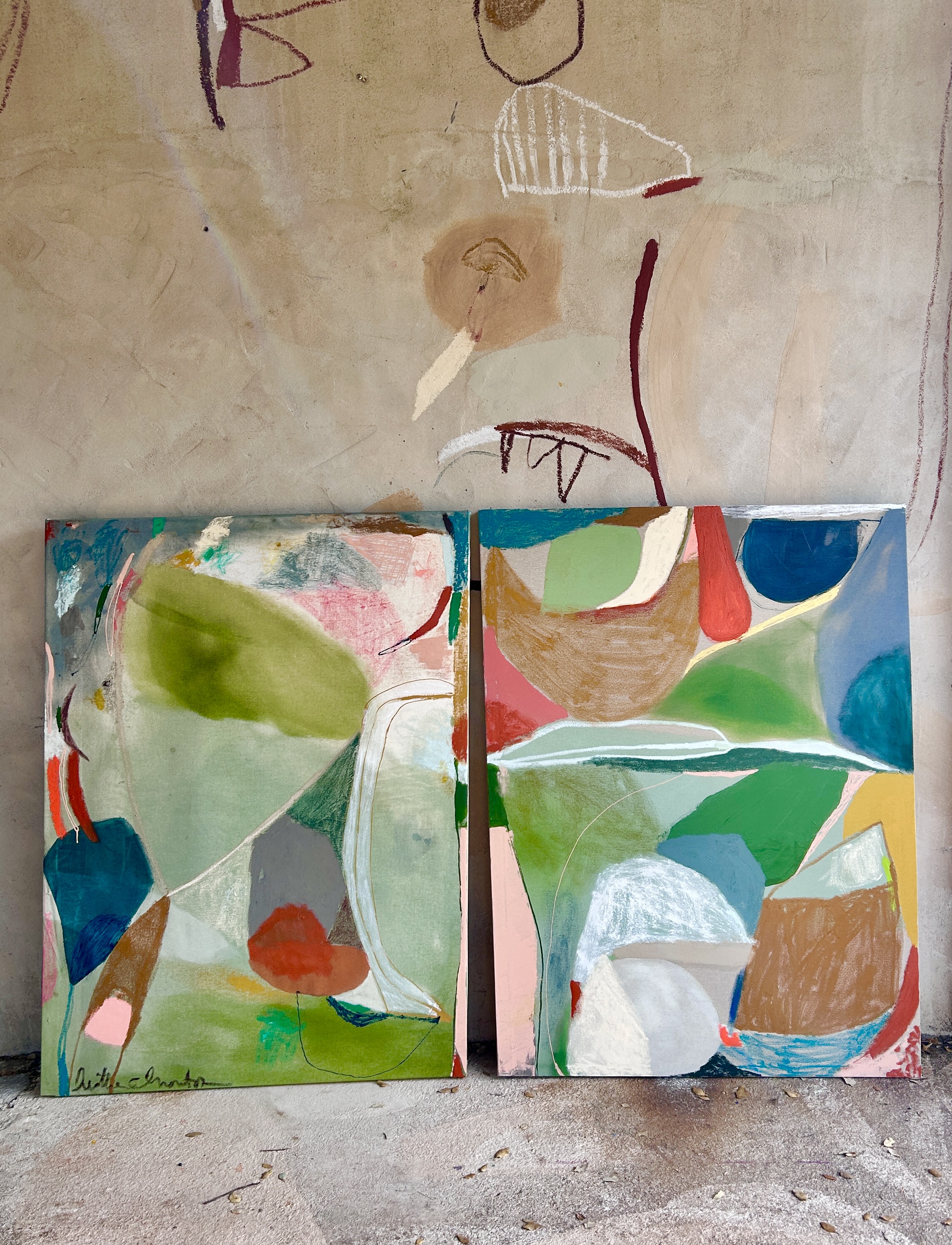A time of flowers, oil stick, acrylic an dink on cotton canvas - diptych, 176 x 120 x 4 cm , Portugal 2026