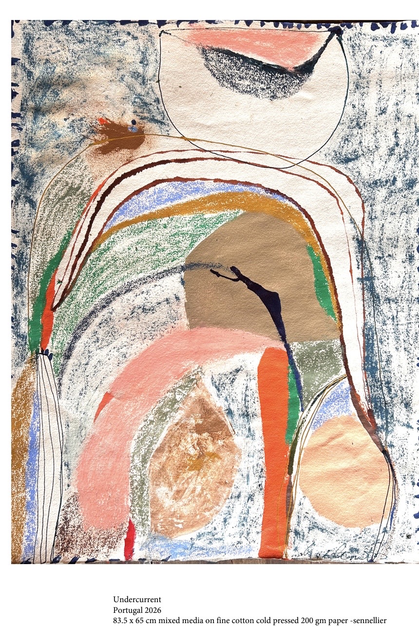 Undercurrent -ink, acrylic and pastel on hand pressed paper from India, 65 x 83.5 , Portugal 2026