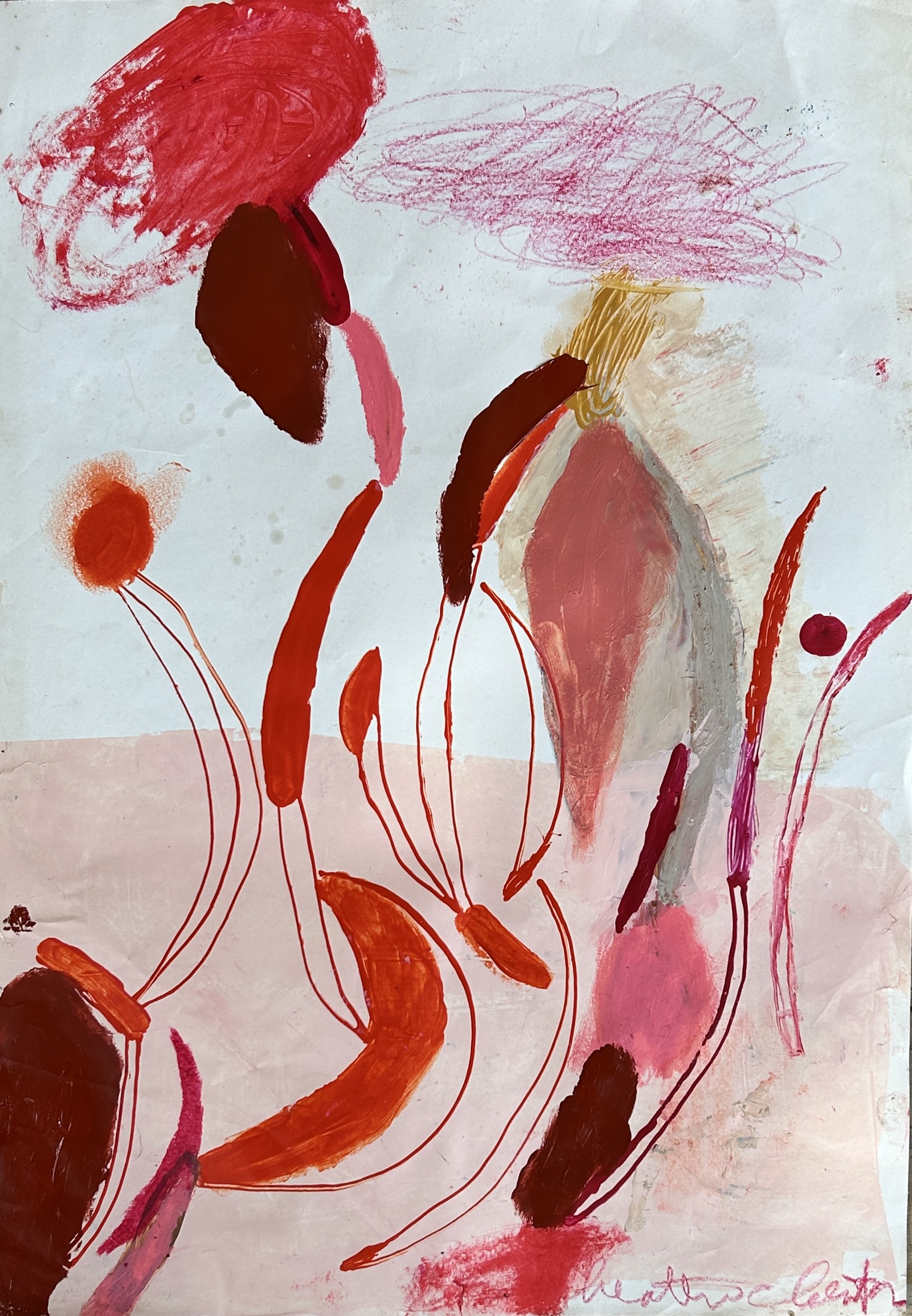 Deterant -  oil stick and acrylic on antique paper, 34 x 48 cm , Portugal 2026