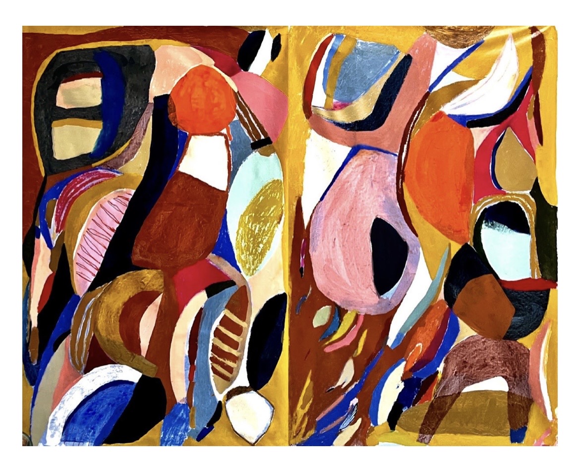 Sous Terre 2022 - 203.2 x 252.7 cm diptych - oil stick, oil and acrylic on linen - SOLD