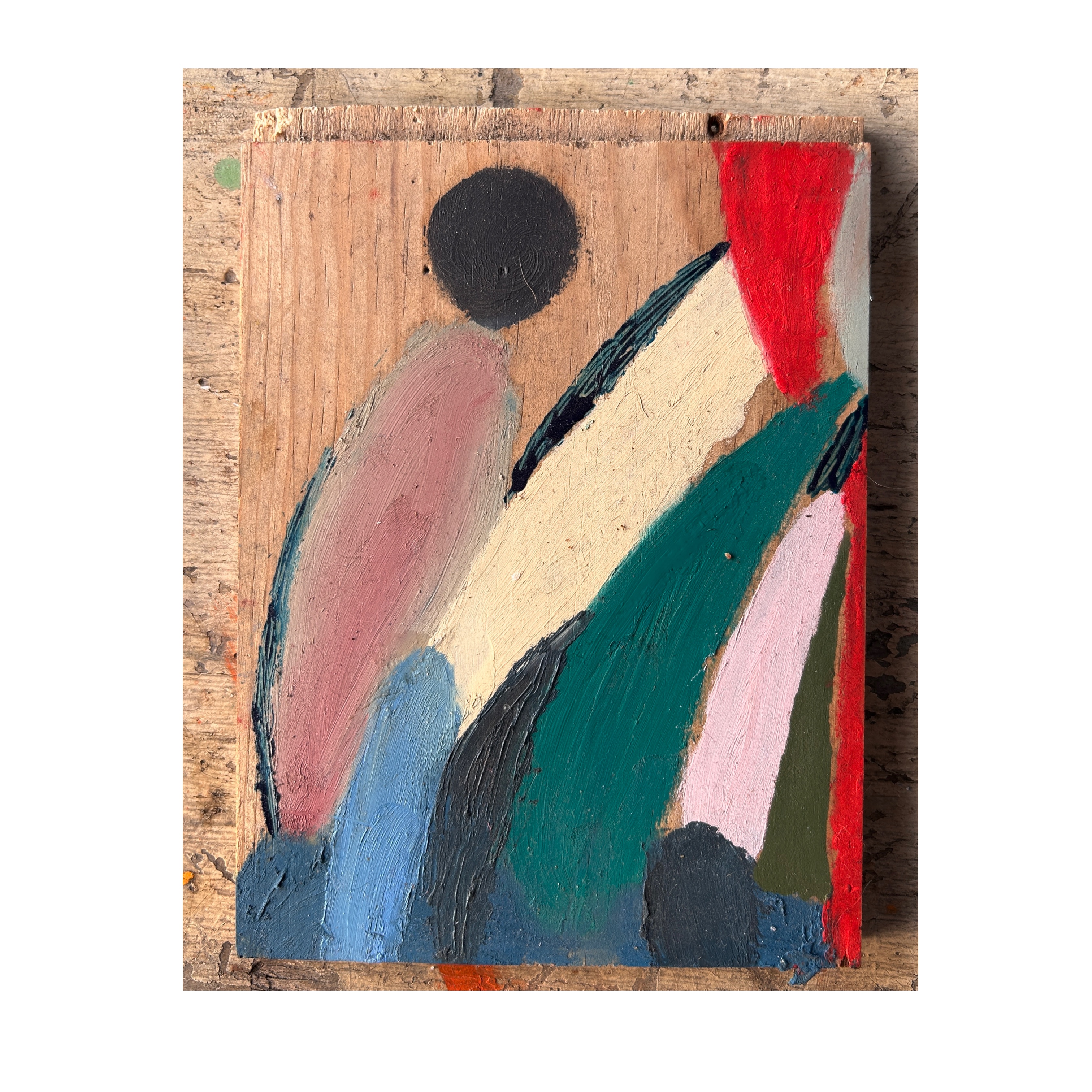 The hour - 16 x 18 x 1.5 cm - oil stick and acrylic on antique wood SOLD
